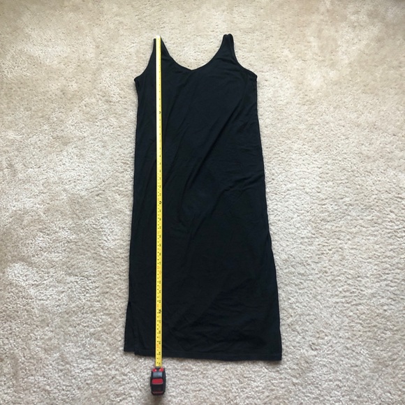 Black Cotton Tank Midi Dress w/ Two Slits Size Small - Picture 6 of 9